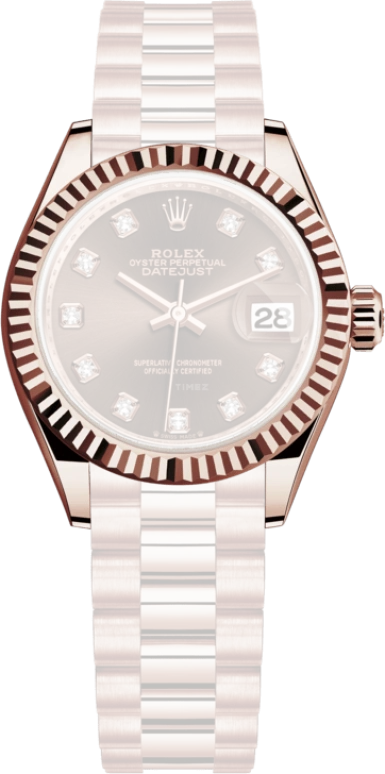 Rolex,Lady-Datejust 28mm,28mm,Everose Gold,Brown,Automatic,Day,55hours,279175,279175-0016