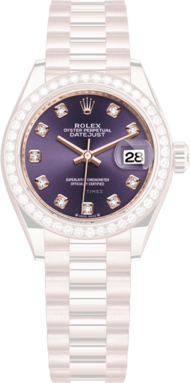 Rolex,Lady-Datejust 28mm,28mm,Rose Gold,Purple,Automatic,Day,55hours,279135RBR,279135RBR-0020