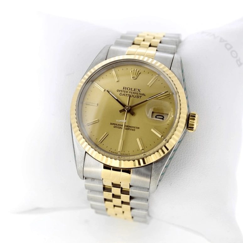 Rolex,Datejust 36 36mm,36mm,Yellow Gold,Stainless Steel,Champagne,Automatic,Day,50hours,16013 Jubilee