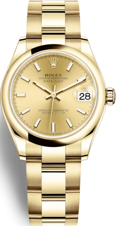 Rolex,Datejust 31 31mm,31mm,Yellow Gold,Champagne,Automatic,Day,55hours,278248,278248-0039