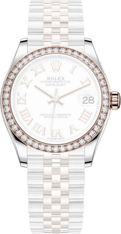 Rolex,Datejust 31 31mm,31mm,Rose Gold,Stainless Steel,White,Automatic,Day,55hours,278381RBR,278381RBR-0004