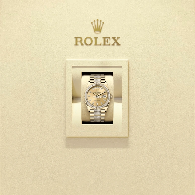 Rolex,Day-Date 36 36mm,36mm,Yellow Gold,Champagne,Automatic,Date,Day,128348RBR,128348RBR-0081