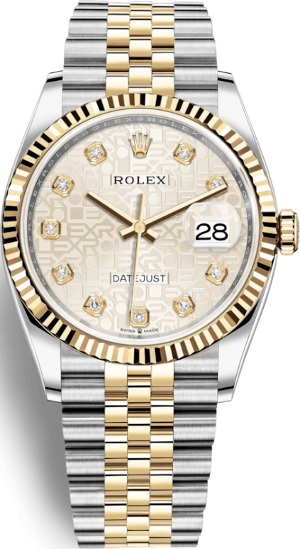 Rolex,Datejust 36 36mm,36mm,Yellow Gold,Stainless Steel,Silver,Automatic,Day,70hours,126233,126233-0027