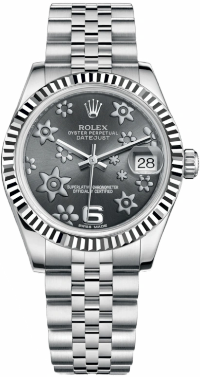 Rolex,Datejust 31 31mm,31mm,White Gold,Stainless Steel,Grey,Automatic,Day,48hours,178274,178274-0092