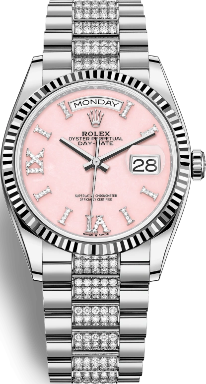 Rolex,Day-Date 36 36mm,36mm,White Gold,Pink,Automatic,Date,Day,128239,128239-0030