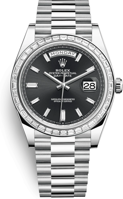 Rolex,Day-Date 40 40mm,40mm,Platinum,Black,Automatic,Date,Day,228396TBR,228396TBR-0012