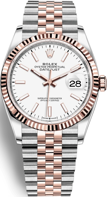 Rolex,Datejust 36 36mm,36mm,Oystersteel,Everose Gold,White,Automatic,Day,70hours,126231,126231-0017