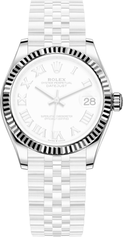 Rolex,Datejust 31 31mm,31mm,White Gold,Stainless Steel,White,Automatic,Day,55hours,278274,278274-0010
