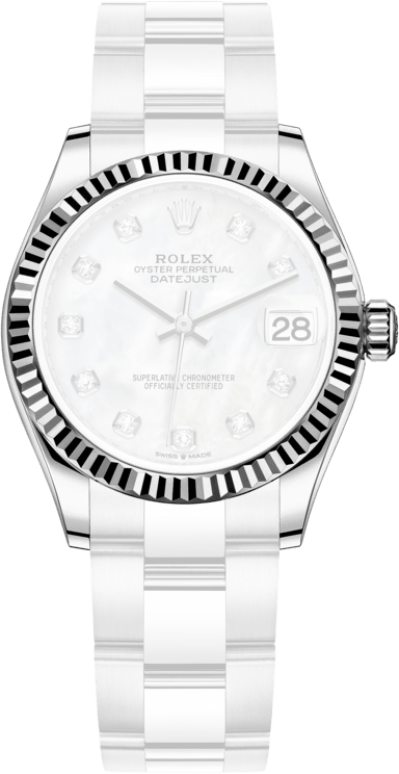 Rolex,Datejust 31 31mm,31mm,White Gold,Stainless Steel,White,Automatic,Day,55hours,278274,278274-0005