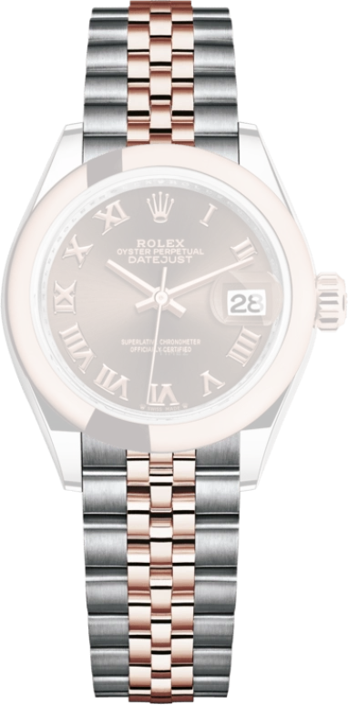 Rolex,Lady-Datejust 28mm,28mm,Rose Gold,Stainless Steel,Brown,Automatic,Day,55hours,279161,279161-0009