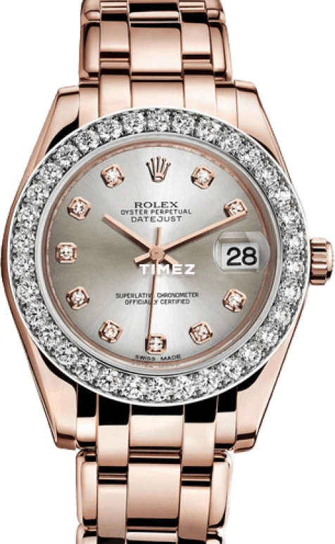Rolex,Pearlmaster 34mm,34mm,Rose Gold,Silver,Automatic,Day,55hours,81285,81285-0021