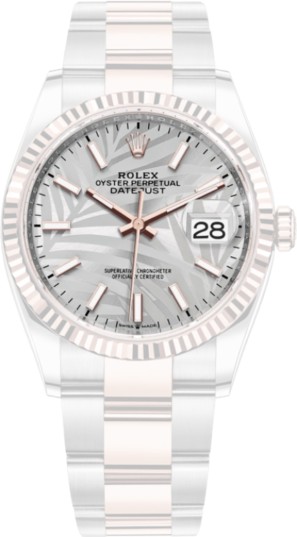 Rolex,Datejust 36 36mm,36mm,Rose Gold,Stainless Steel,Silver,Automatic,Day,70hours,126231,126231-0032