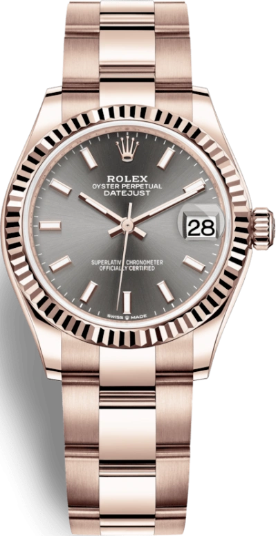 Rolex,Datejust 31 31mm,31mm,Rose Gold,Grey,Automatic,Day,55hours,278275,278275-0026