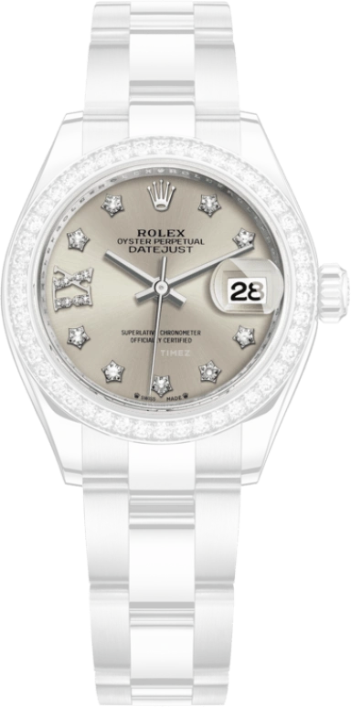 Rolex,Lady-Datejust 28mm,28mm,White Gold,Stainless Steel,Silver,Automatic,Day,55hours,279384RBR,279384RBR-0022