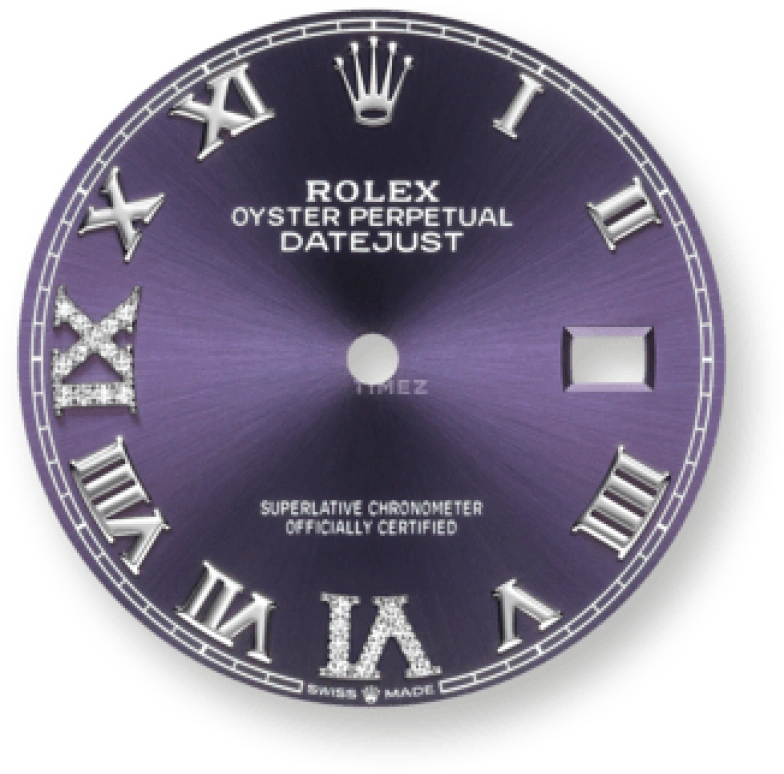 Rolex,Datejust 36 36mm,36mm,White Gold,Stainless Steel,Purple,Automatic,Day,70hours,126284RBR,126284RBR-0013
