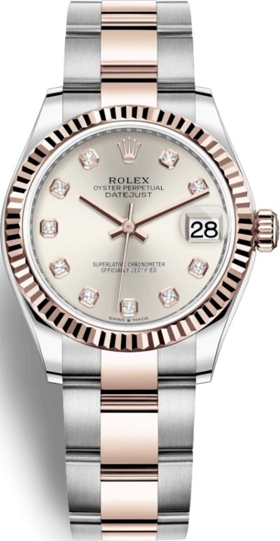 Rolex,Datejust 31 31mm,31mm,Rose Gold,Stainless Steel,Silver,Automatic,Day,55hours,278271,278271-0015