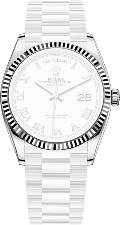 Rolex,Day-Date 36 36mm,36mm,Platinum,White,Automatic,Date,Day,128236,128236-0007