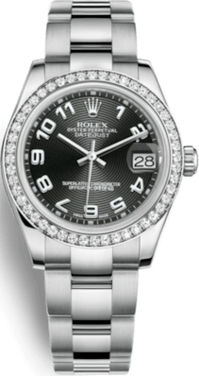 Rolex,Datejust 31 31mm,31mm,White Gold,Stainless Steel,Black,Automatic,Day,48hours,178384,178384-0053