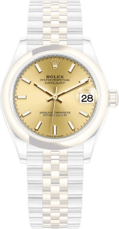 Rolex,Datejust 31 31mm,31mm,Yellow Gold,Stainless Steel,Champagne,Automatic,Day,55hours,278243,278243-0014