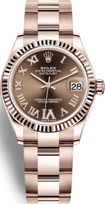 Rolex,Datejust 31 31mm,31mm,Rose Gold,Brown,Automatic,Day,55hours,278275,278275-0024
