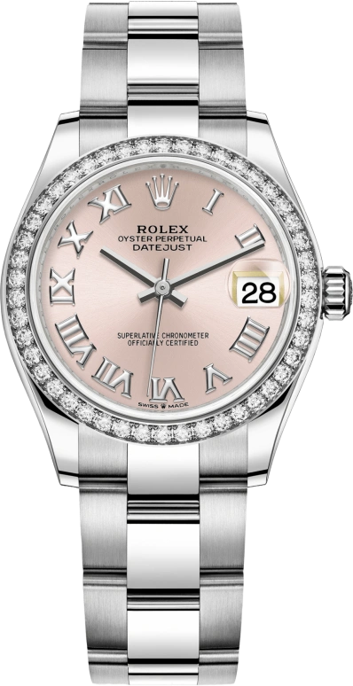 Rolex,Datejust 31 31mm,31mm,White Gold,Stainless Steel,Pink,Automatic,Day,55hours,278384RBR,278384RBR-0023
