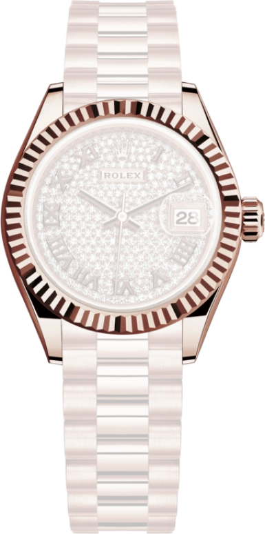 Rolex,Lady-Datejust 28mm,28mm,Rose Gold,Silver,Rose Gold,Automatic,Day,55hours,279175,279175-0023