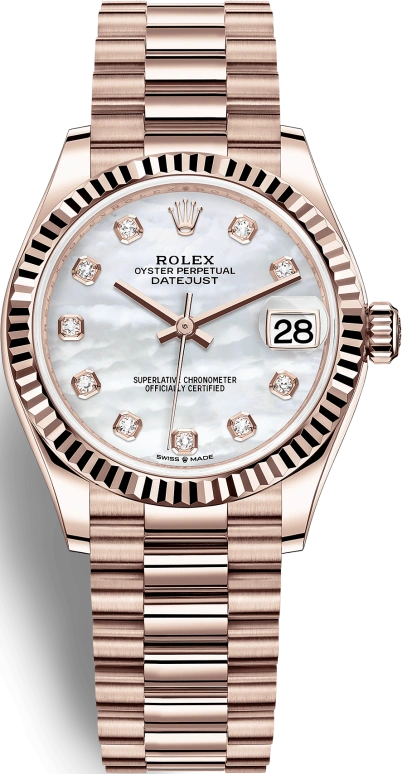 Rolex,Datejust 31 31mm,31mm,Rose Gold,White,Automatic,Day,55hours,278275,278275-0009