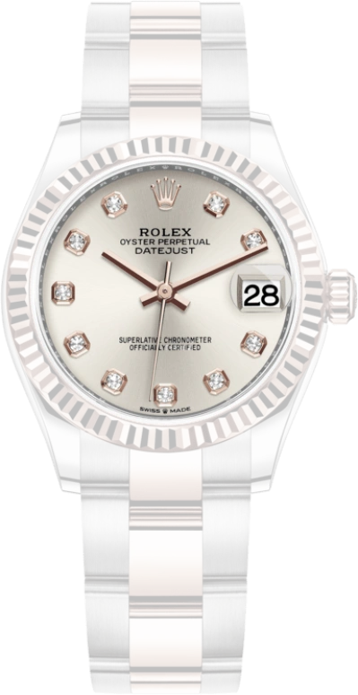 Rolex,Datejust 31 31mm,31mm,Rose Gold,Stainless Steel,Silver,Automatic,Day,55hours,278271,278271-0015