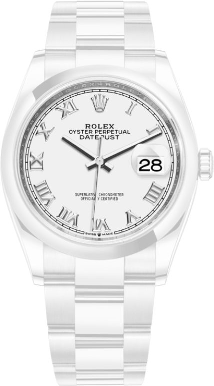 Rolex,Datejust 36 36mm,36mm,Stainless Steel,White,Automatic,Day,70hours,126200,126200-0008