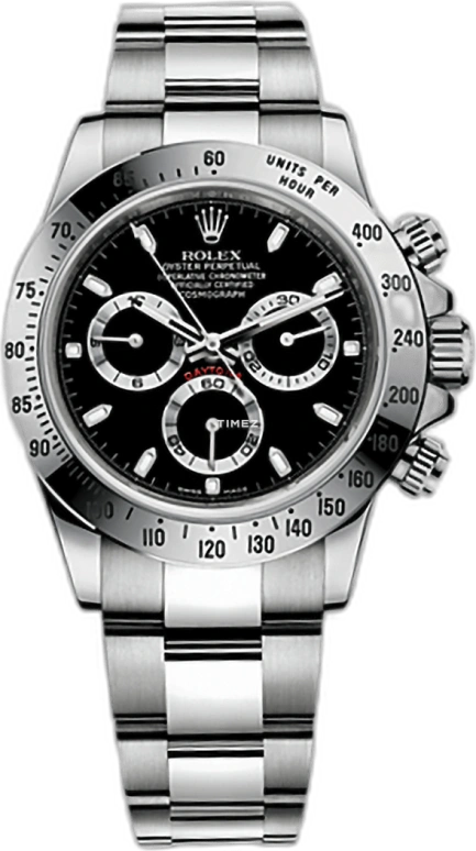 Rolex,Daytona 40mm,40mm,Stainless Steel,Black,Automatic,Chronograph,72hours,116520,116520-0015