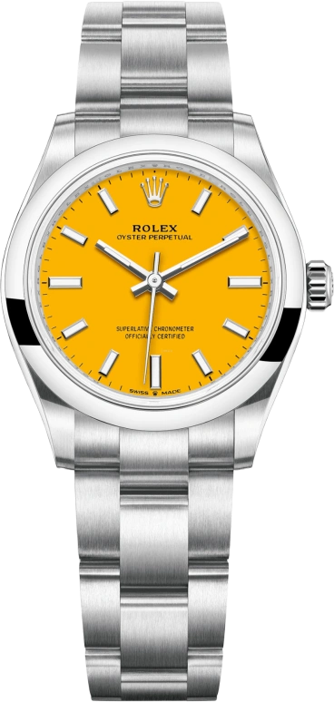 Rolex,Oyster Perpetual 31mm,31mm,Stainless Steel,Yellow,Automatic,55hours,In-house Caliber,277200,277200-0005