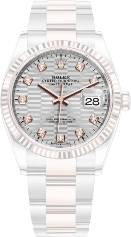 Rolex,Datejust 36 36mm,36mm,Oystersteel,Everose Gold,Silver,Automatic,Day,70hours,126231,126231-0040