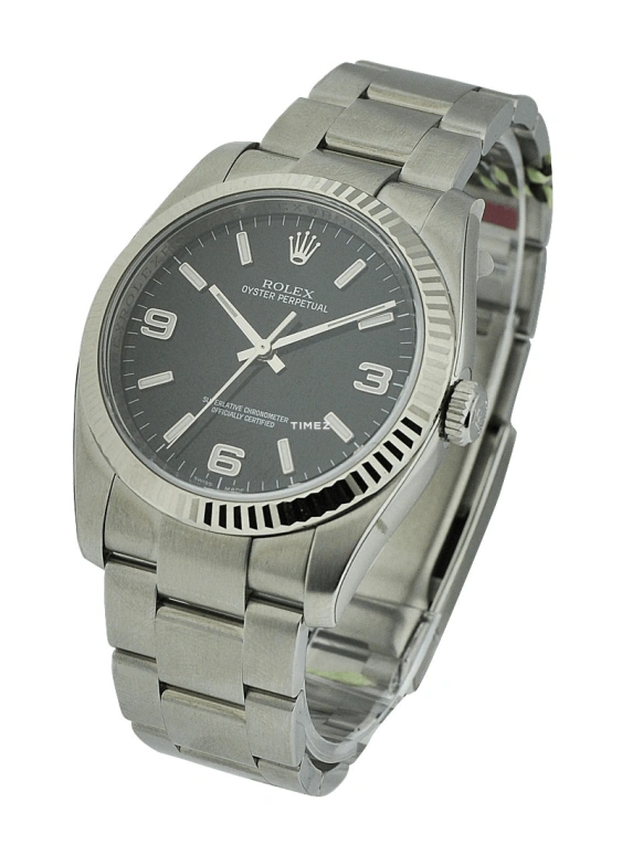 Rolex,Oyster Perpetual 36mm,36mm,Stainless Steel,White Gold,Black,Automatic,48hours,In-house Caliber,116034,116034-0002