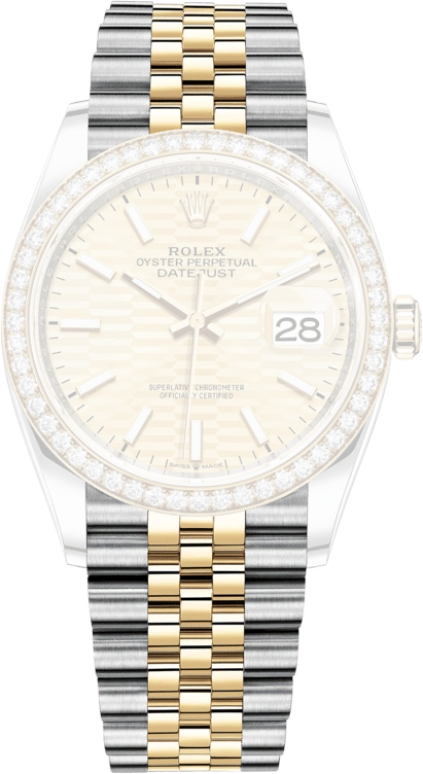 Rolex,Datejust 36 36mm,36mm,Yellow Gold,Stainless Steel,Champagne,Automatic,Day,70hours,126283RBR,126283RBR-0025