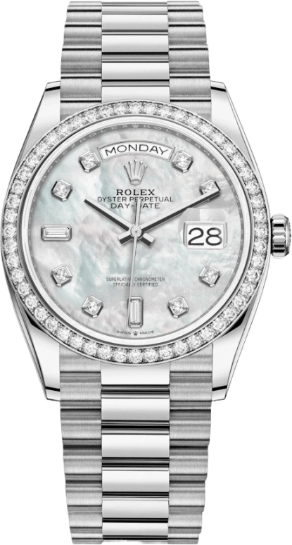 Rolex,Day-Date 36 36mm,36mm,White Gold,White,Automatic,Date,Day,128349RBR,128349RBR-0004