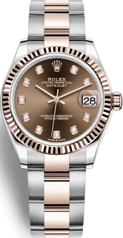 Rolex,Datejust 31 31mm,31mm,Rose Gold,Stainless Steel,Brown,Automatic,Day,55hours,278271,278271-0027