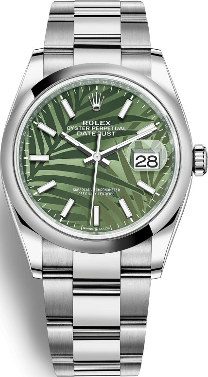 Rolex,Datejust 36 36mm,36mm,Stainless Steel,Green,Automatic,Day,70hours,126200,126200-0020