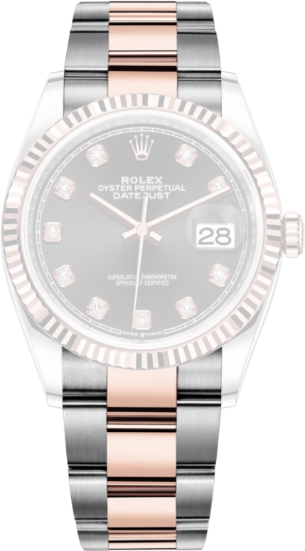 Rolex,Datejust 36 36mm,36mm,Oystersteel,Everose Gold,Black,Automatic,Day,70hours,126231,126231-0020