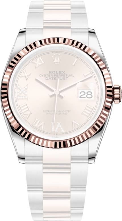Rolex,Datejust 36 36mm,36mm,Rose Gold,Stainless Steel,Rose,Automatic,Day,70hours,126231,126231-0028