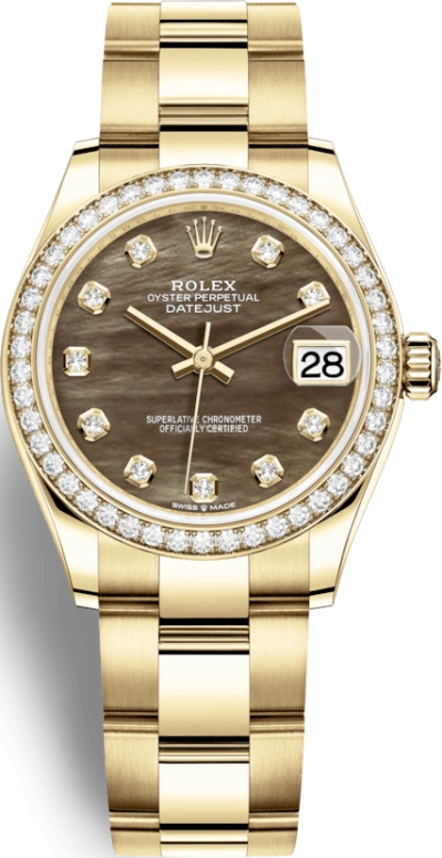 Rolex,Datejust 31 31mm,31mm,Yellow Gold,Black,Automatic,Day,55hours,278288RBR,278288RBR-0031
