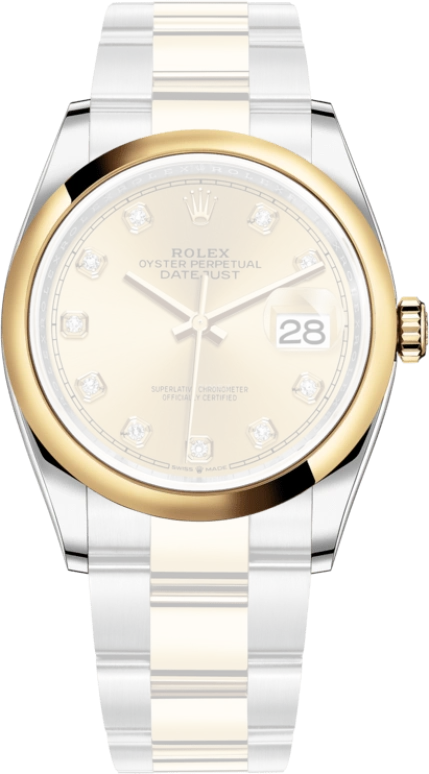 Rolex,Datejust 36 36mm,36mm,Yellow Gold,Stainless Steel,Champagne,Automatic,Day,70hours,126203,126203-0018