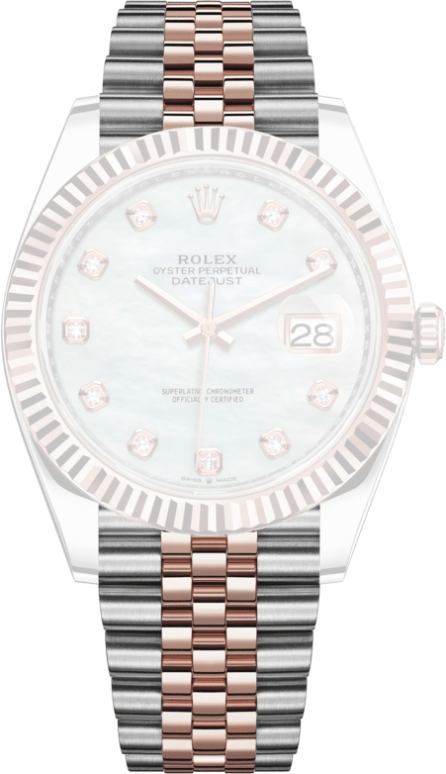Rolex,Datejust 41 41mm,41mm,Rose Gold,Stainless Steel,White,Automatic,Day,70hours,126331,126331-0014