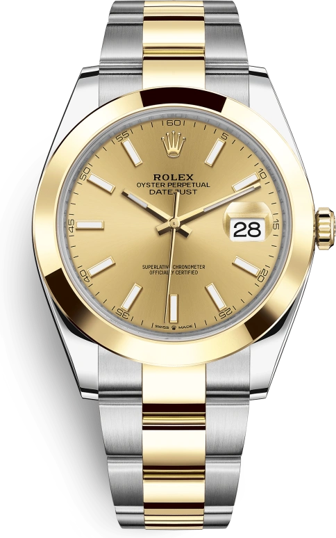 Rolex,Datejust 41 41mm,41mm,Yellow Gold,Stainless Steel,Champagne,Automatic,Day,70hours,126303,126303-0009