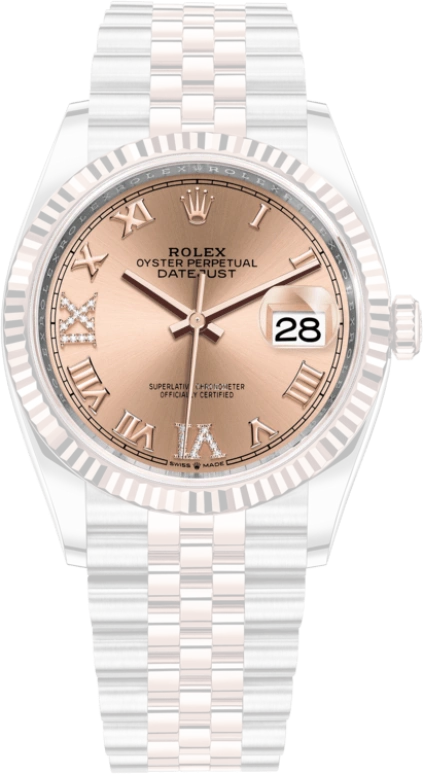 Rolex,Datejust 36 36mm,36mm,Rose Gold,Stainless Steel,Rose,Automatic,Day,70hours,126231,126231-0027