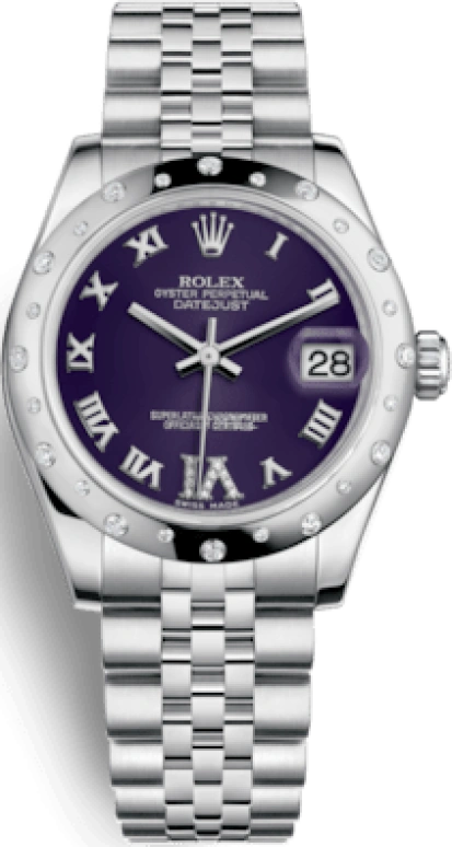 Rolex,Datejust 31 31mm,31mm,White Gold,Stainless Steel,Purple,Automatic,Day,48hours,178344,178344-0002