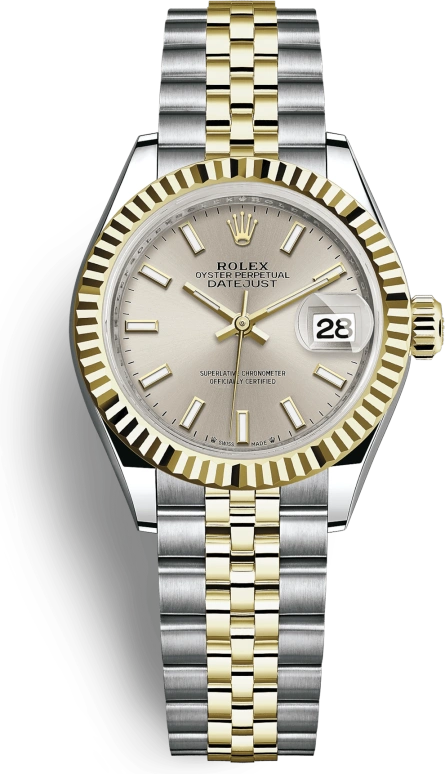 Rolex,Lady-Datejust 28mm,28mm,Yellow Gold,Oystersteel,Silver,Grey,Automatic,Day,55hours,279173,279173-0019