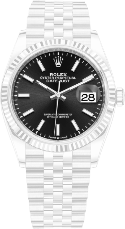 Rolex,Datejust 36 36mm,36mm,White Gold,Oystersteel,Black,Automatic,Day,70hours,126234,126234-0015
