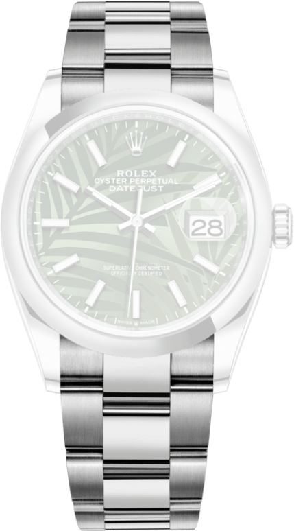 Rolex,Datejust 36 36mm,36mm,Stainless Steel,Green,Automatic,Day,70hours,126200,126200-0020