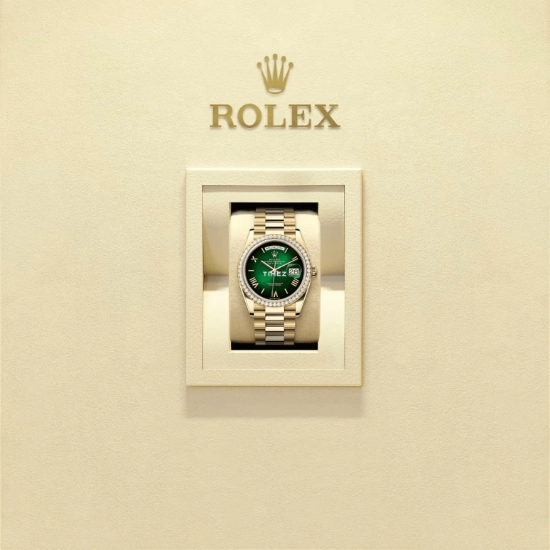 Rolex,Day-Date 36 36mm,36mm,Yellow Gold,Green,Automatic,Date,Day,128348RBR,128348RBR-0068