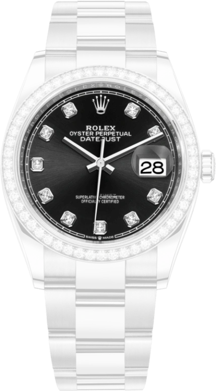 Rolex,Datejust 36 36mm,36mm,White Gold,Oystersteel,Black,Automatic,Day,70hours,126284RBR,126284RBR-0020